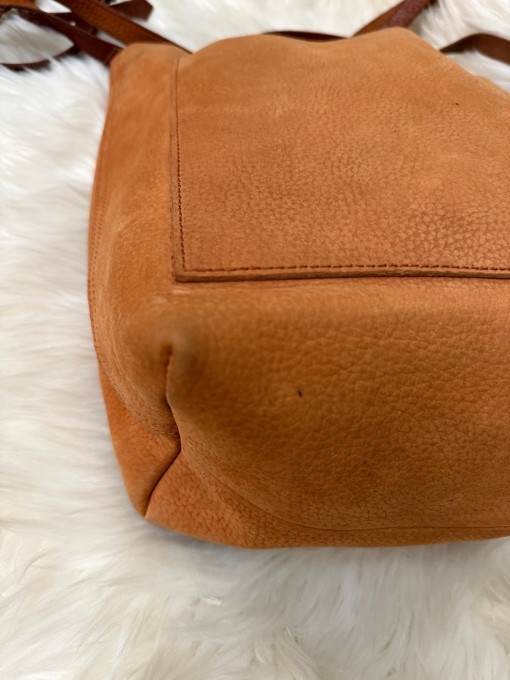 Madewell Cognac Leather Tote with Front Pocket - Picture 5 of 12